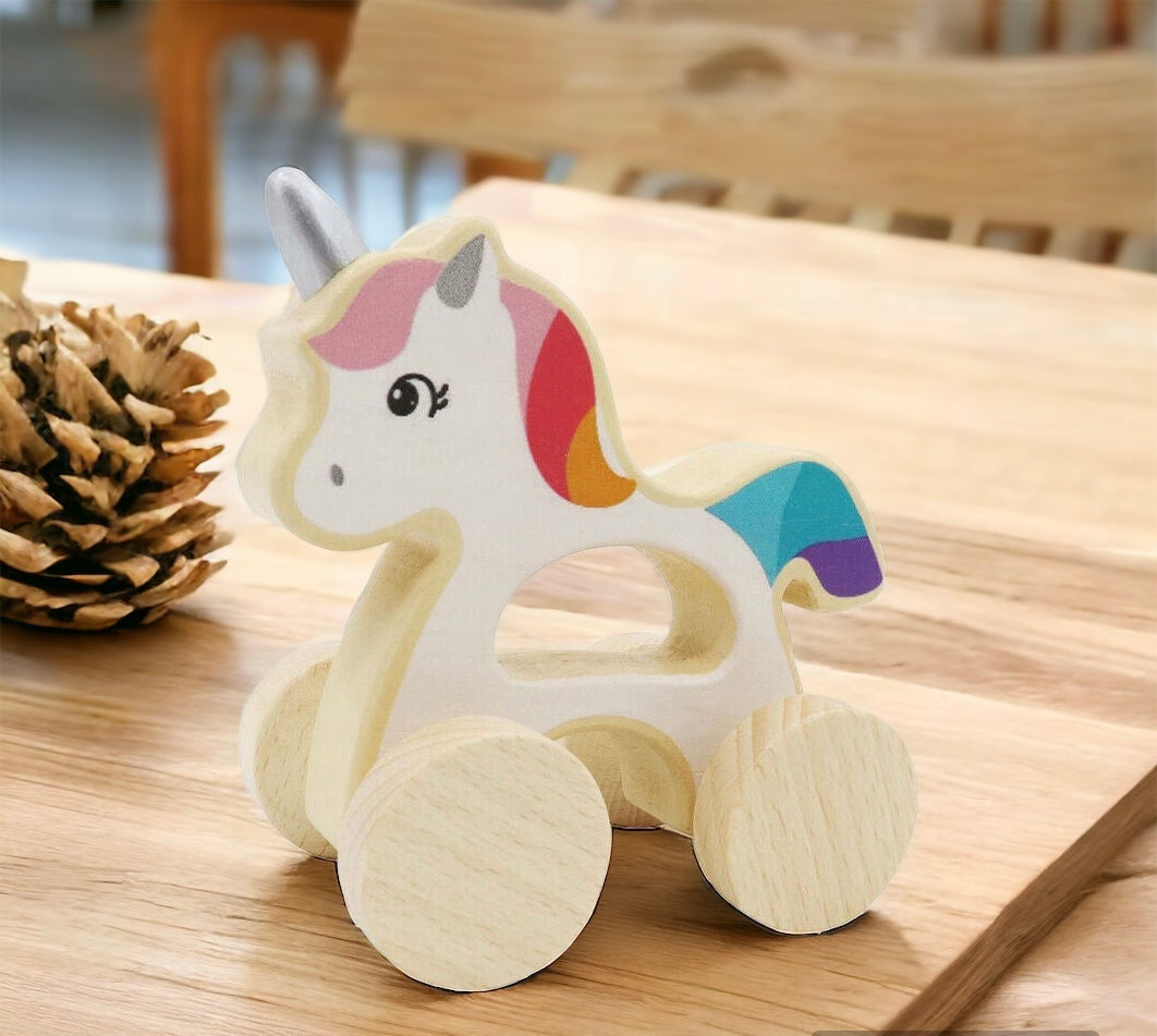 Wooden Push Toy - Unicorn