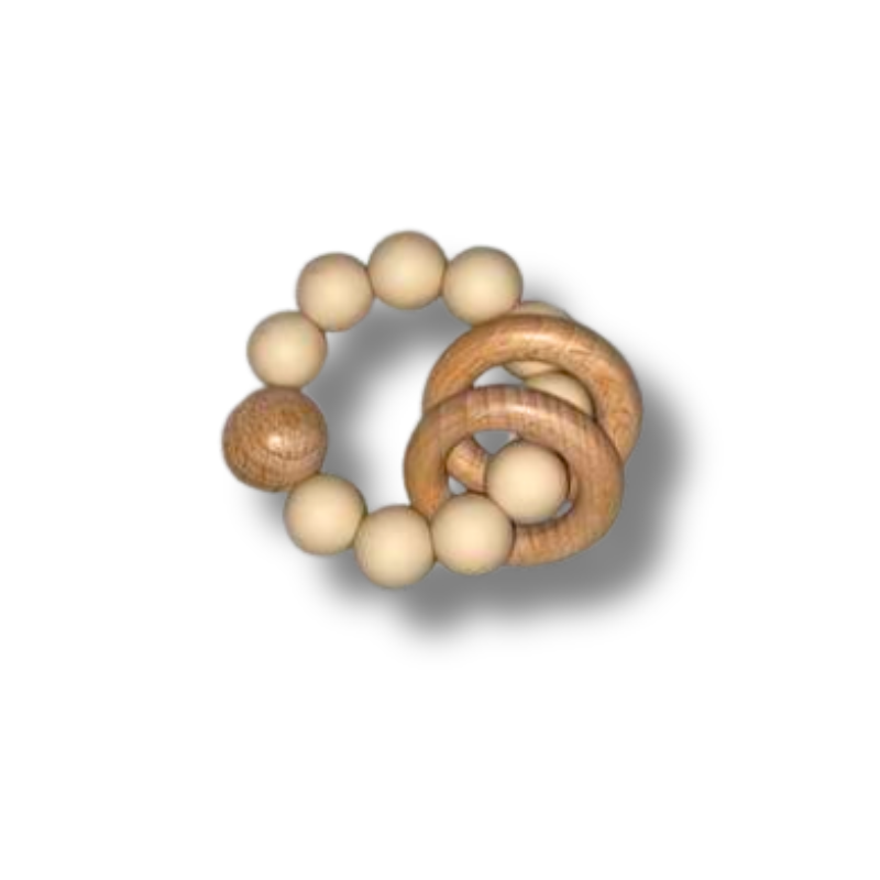 Silicone Wooden Teether - Natural